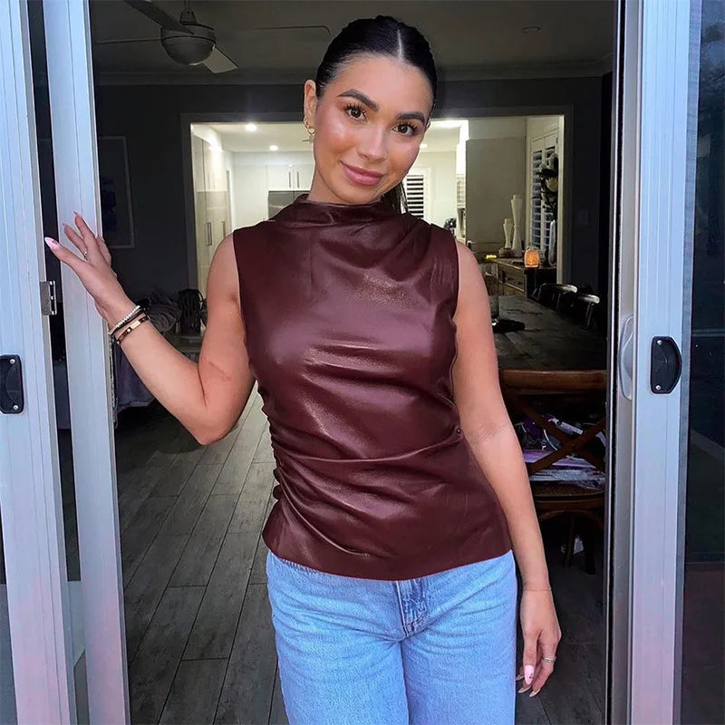 Bella - Vegan Leather Top for Women