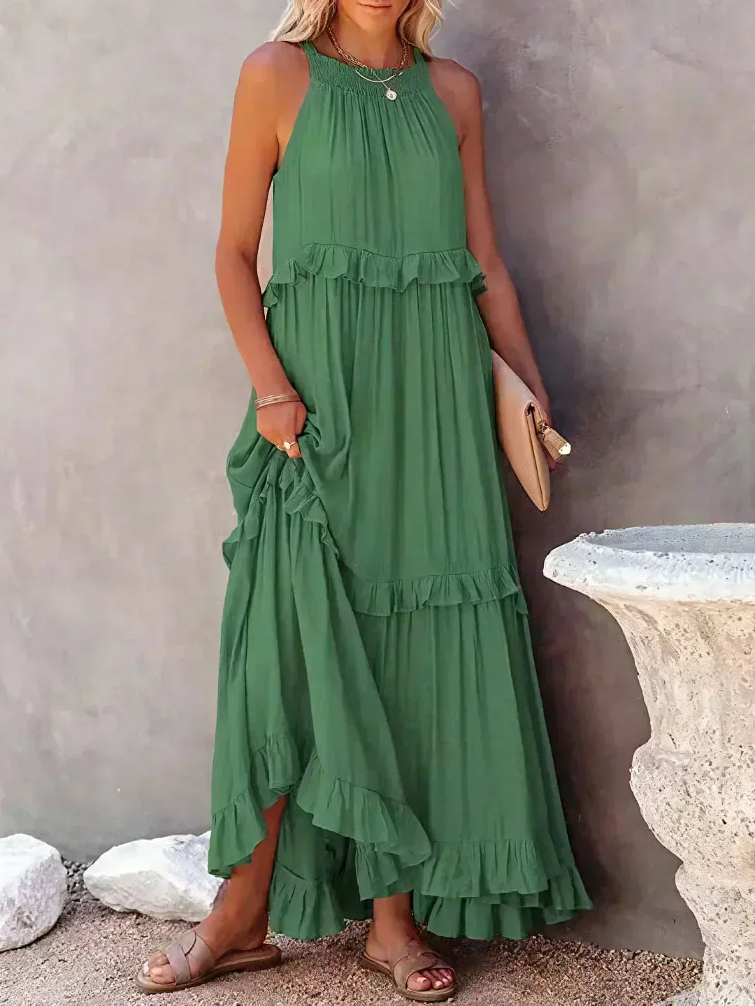 Sarah | Maxi Ruffle Halter Dress (Almost Sold Out)