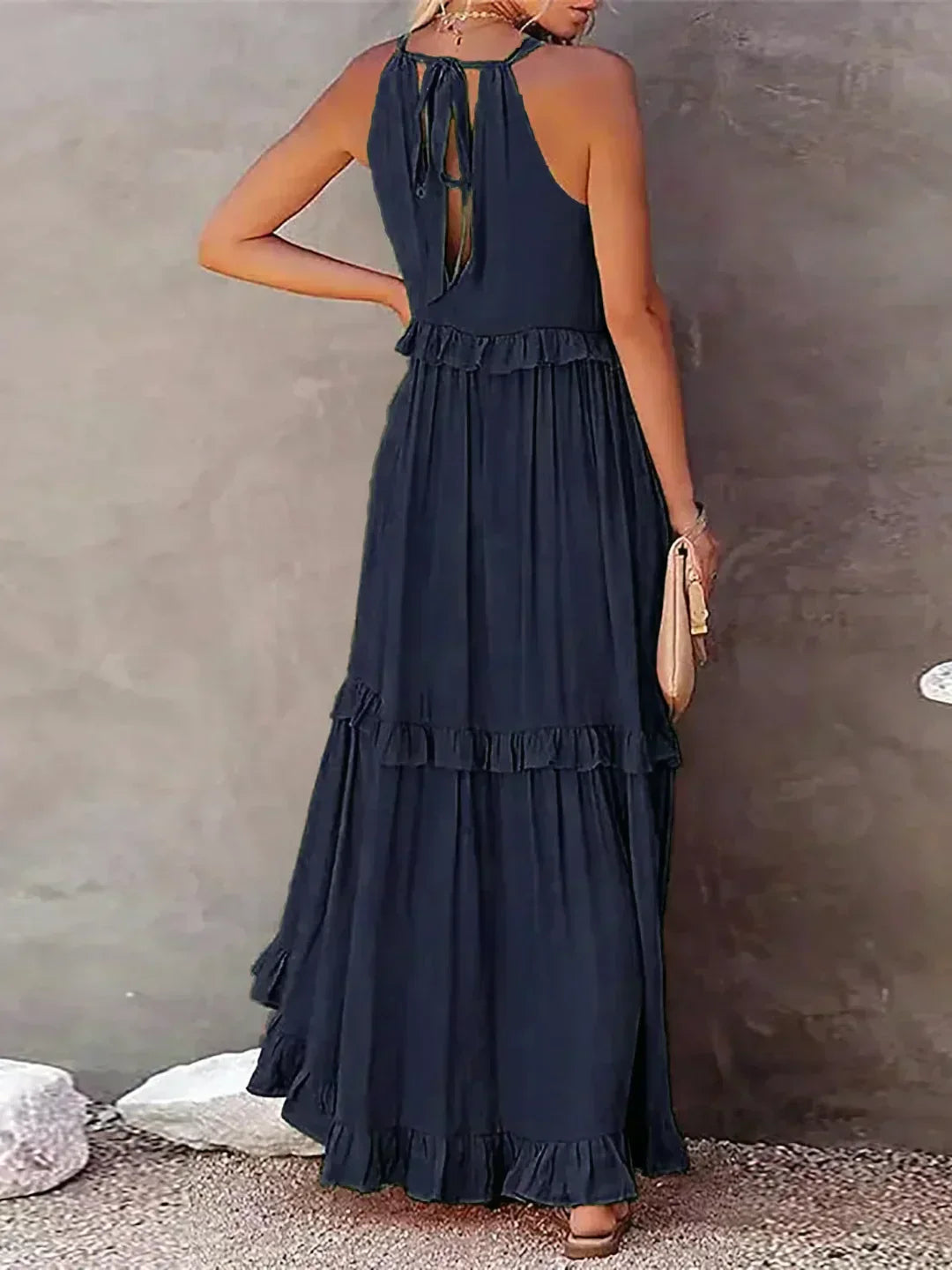 Giovanna | Luxe Maxi Halter Ruffle Dress – Limited Edition Elegance