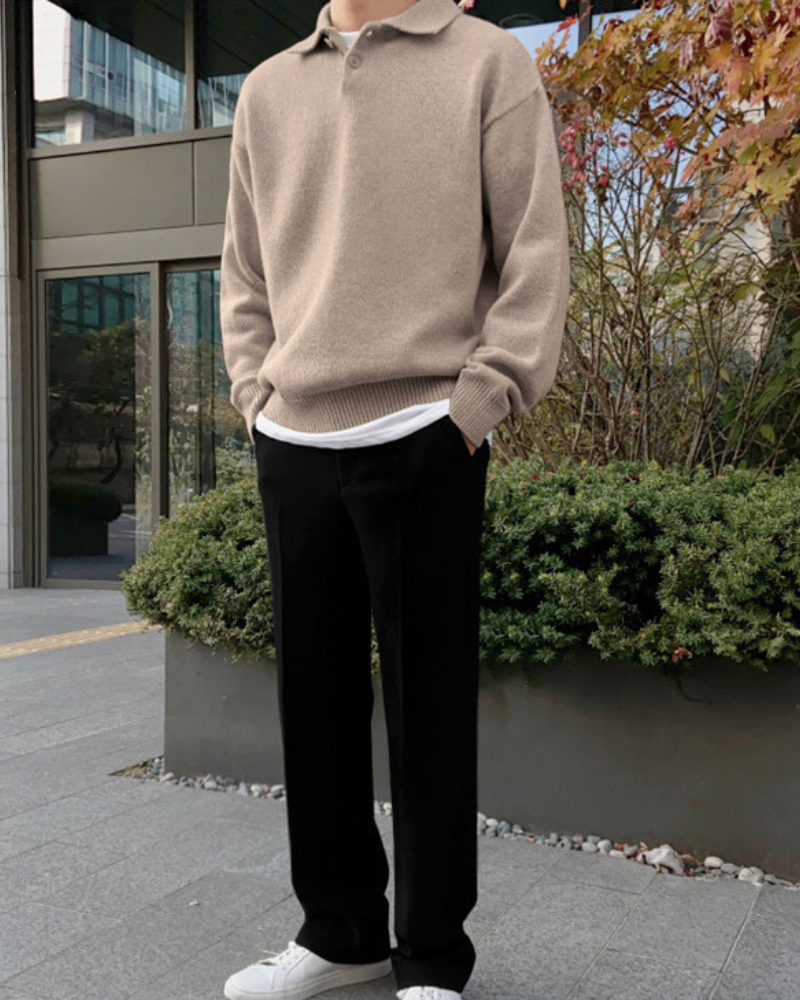 Maglione in Lana con Mezzo Zip