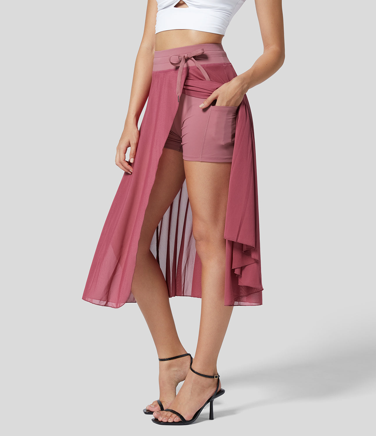 Viviana – Gonna midi con spacco e pantaloncino intern