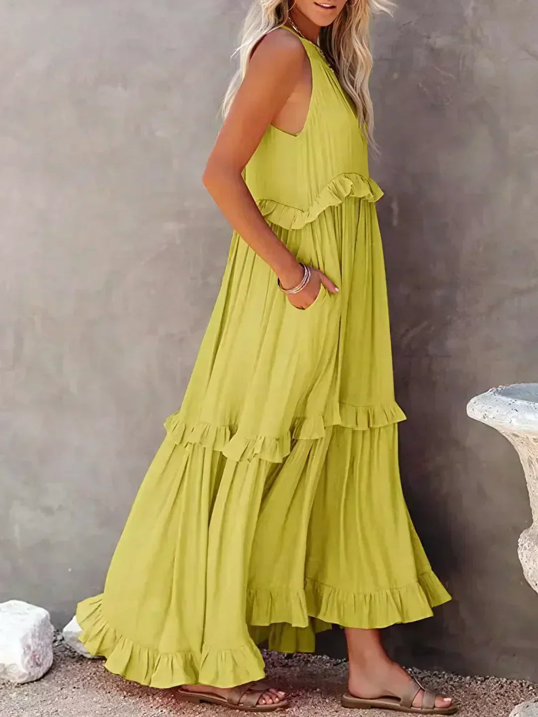 Giovanna | Luxe Maxi Halter Ruffle Dress – Limited Edition Elegance