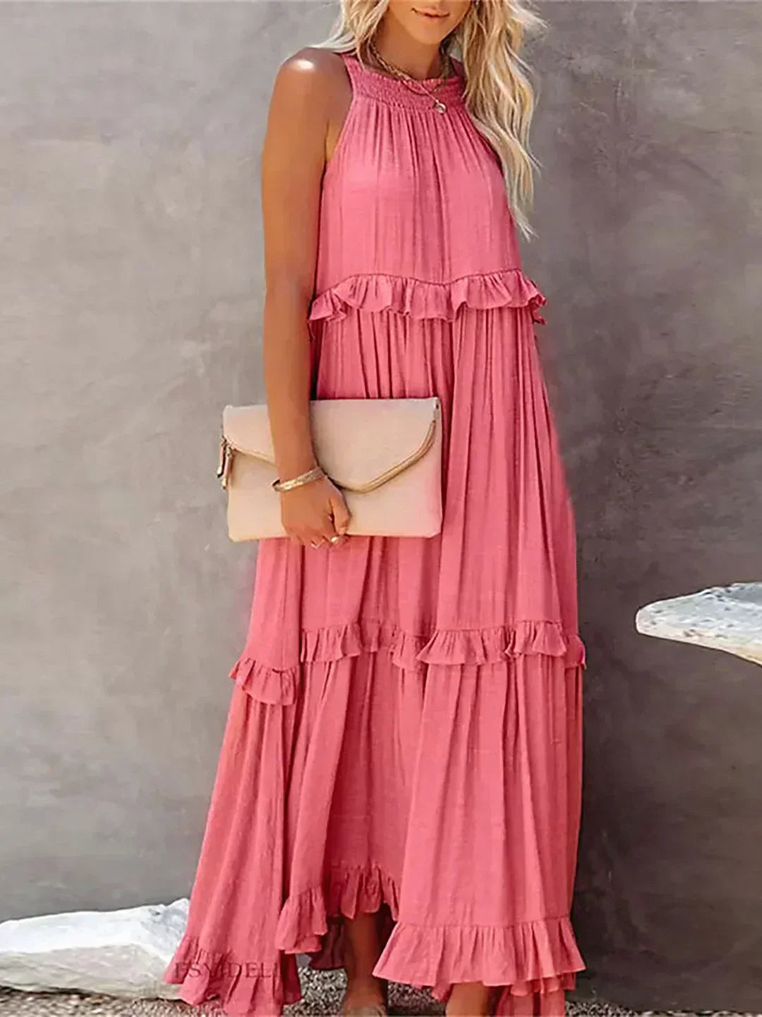 Giovanna | Luxe Maxi Halter Ruffle Dress – Limited Edition Elegance
