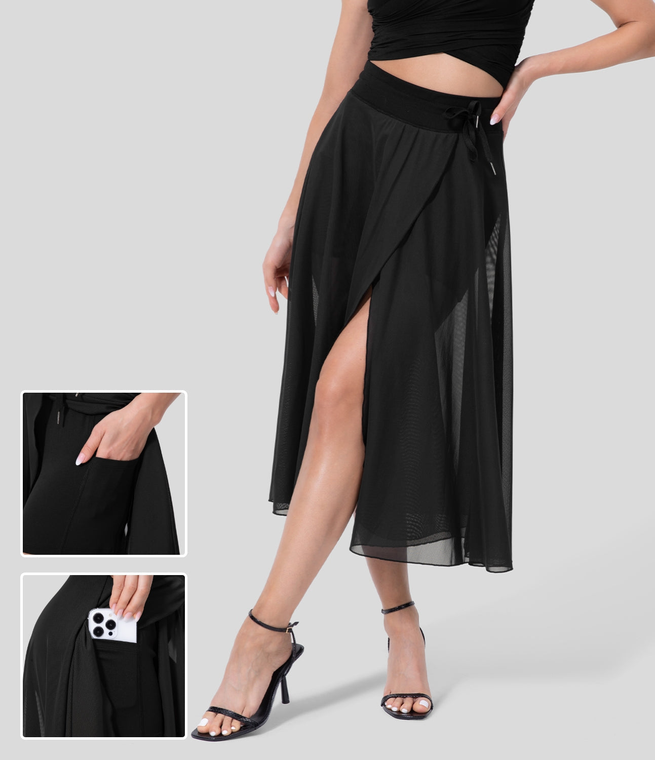 Viviana – Gonna midi con spacco e pantaloncino intern