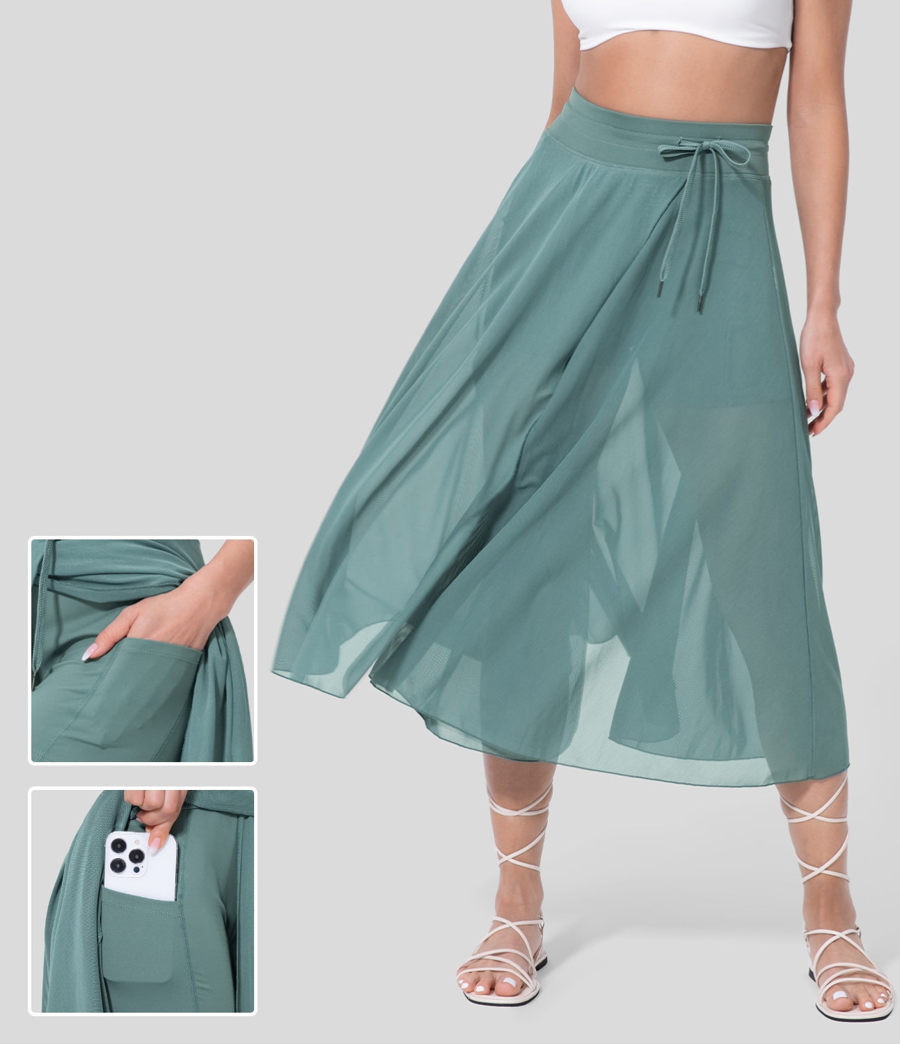 Viviana – Gonna midi con spacco e pantaloncino intern