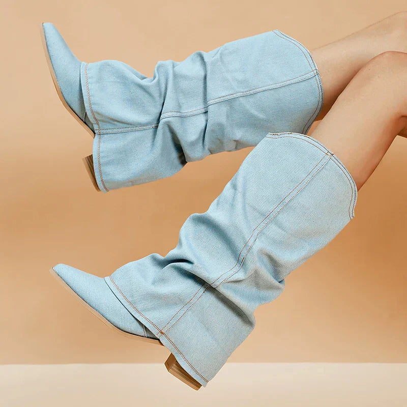 Jill - Denim Knielaarzen voor Dames