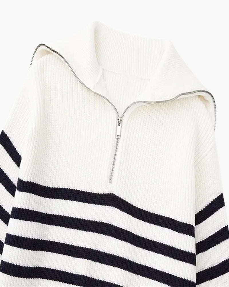Maglione Zip Up a Righe