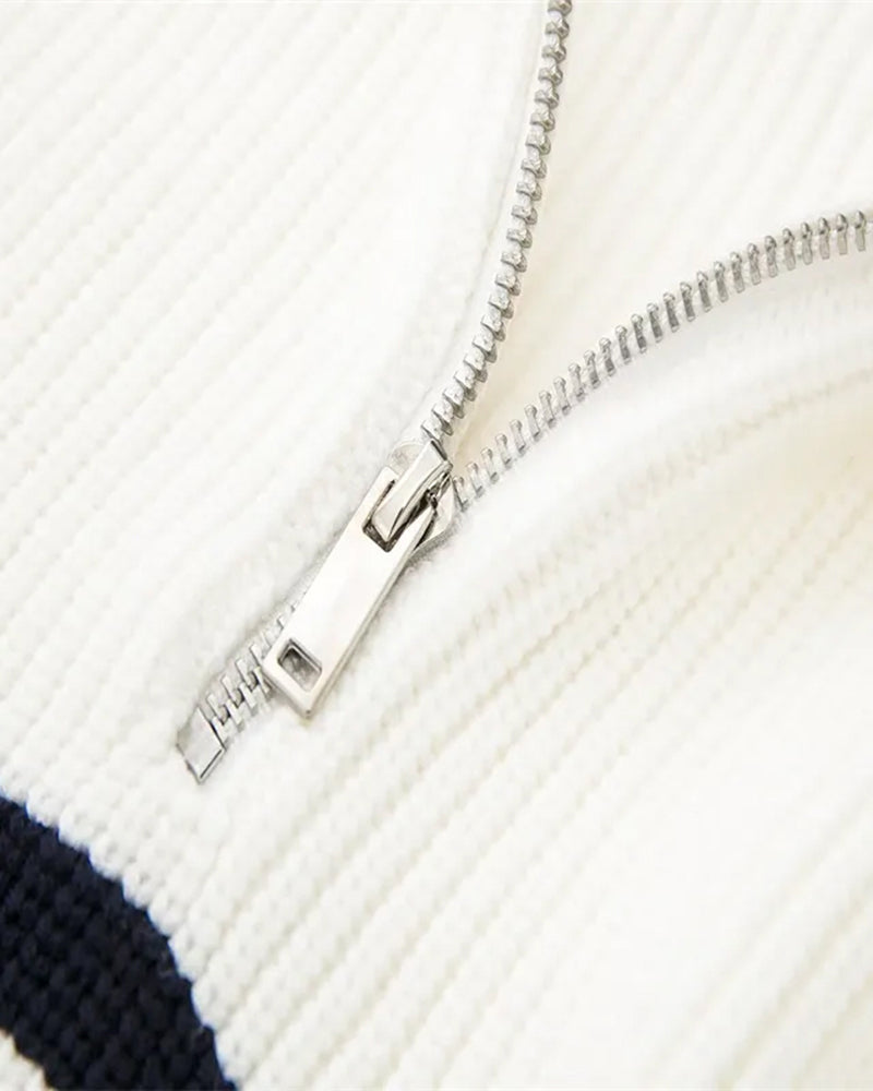 Maglione Zip Up a Righe