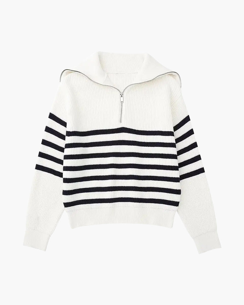 Maglione Zip Up a Righe