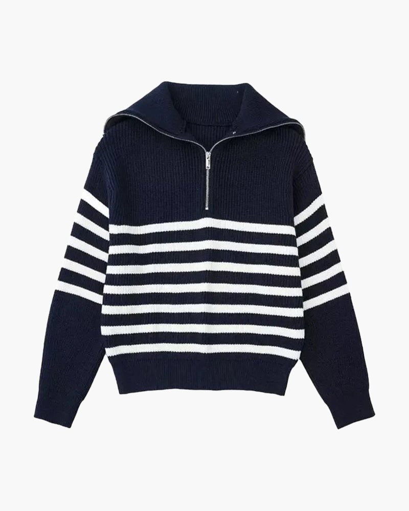 Maglione Zip Up a Righe