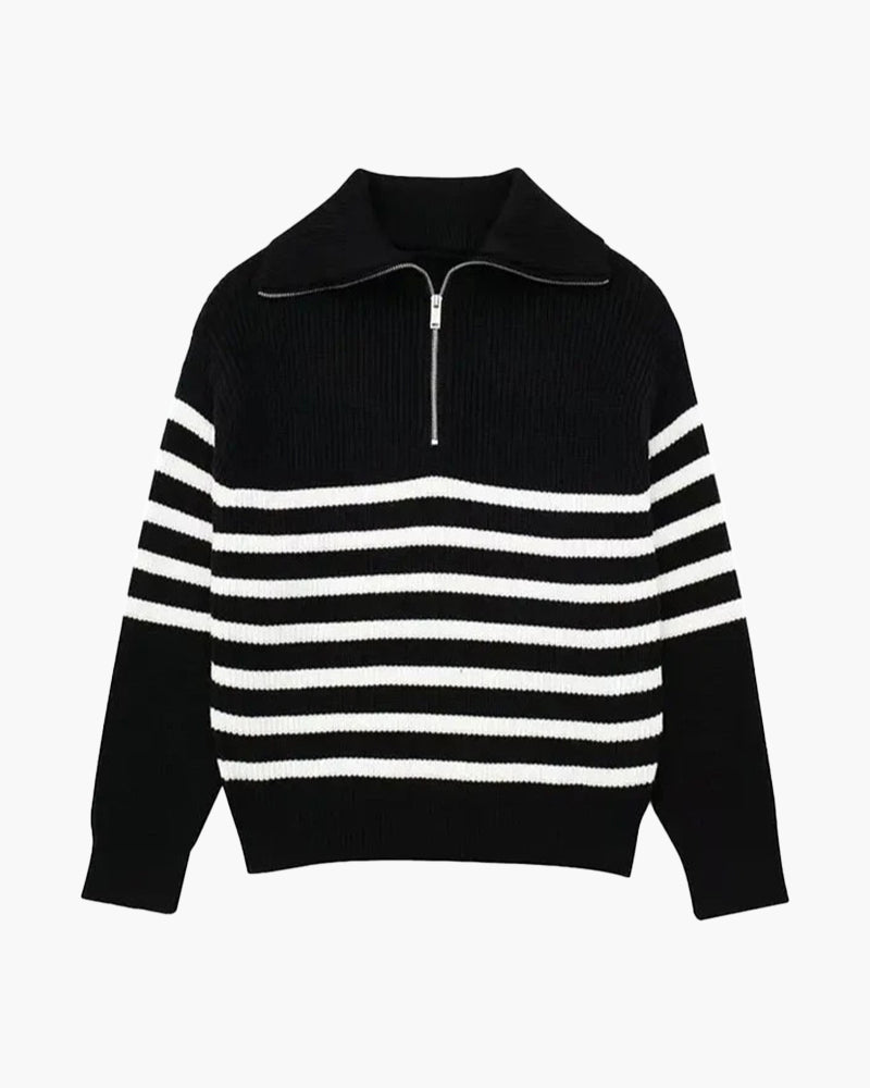 Maglione Zip Up a Righe