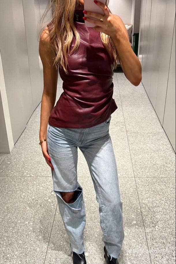 Bella - Vegan Leather Top for Women