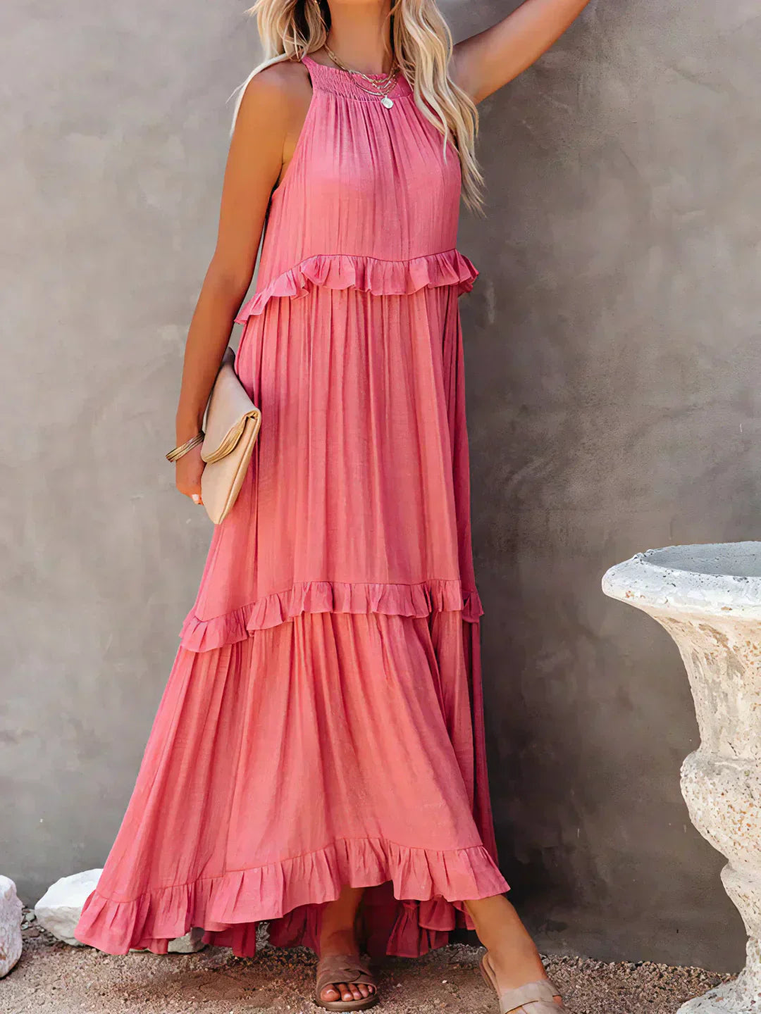 Giovanna | Luxe Maxi Halter Ruffle Dress – Limited Edition Elegance