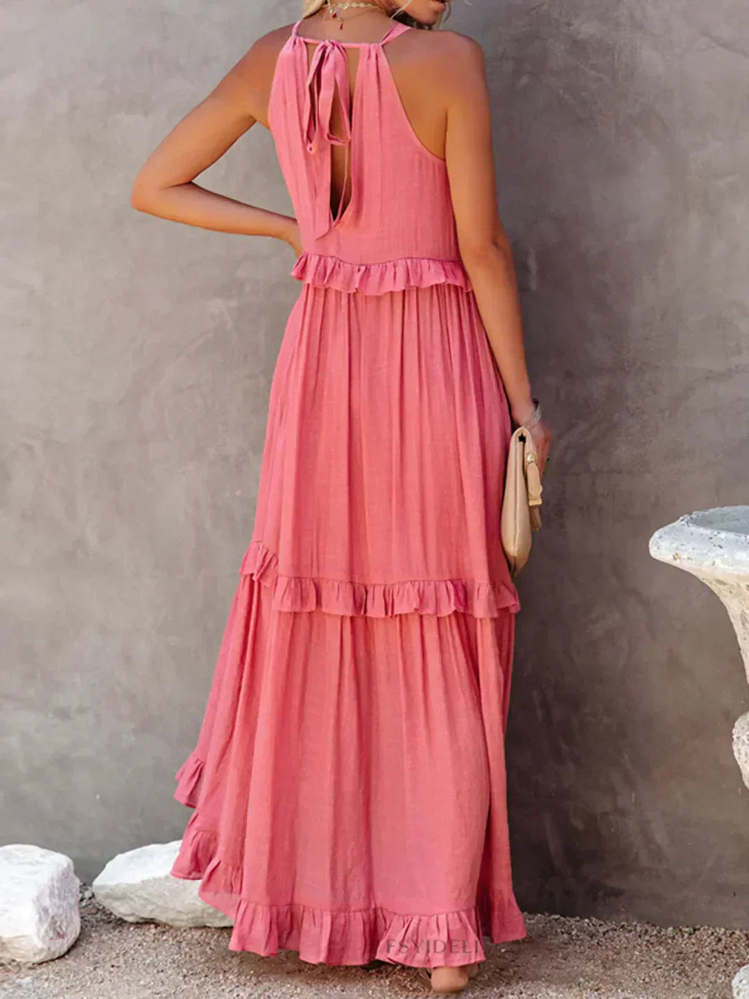 Giovanna | Luxe Maxi Halter Ruffle Dress – Limited Edition Elegance