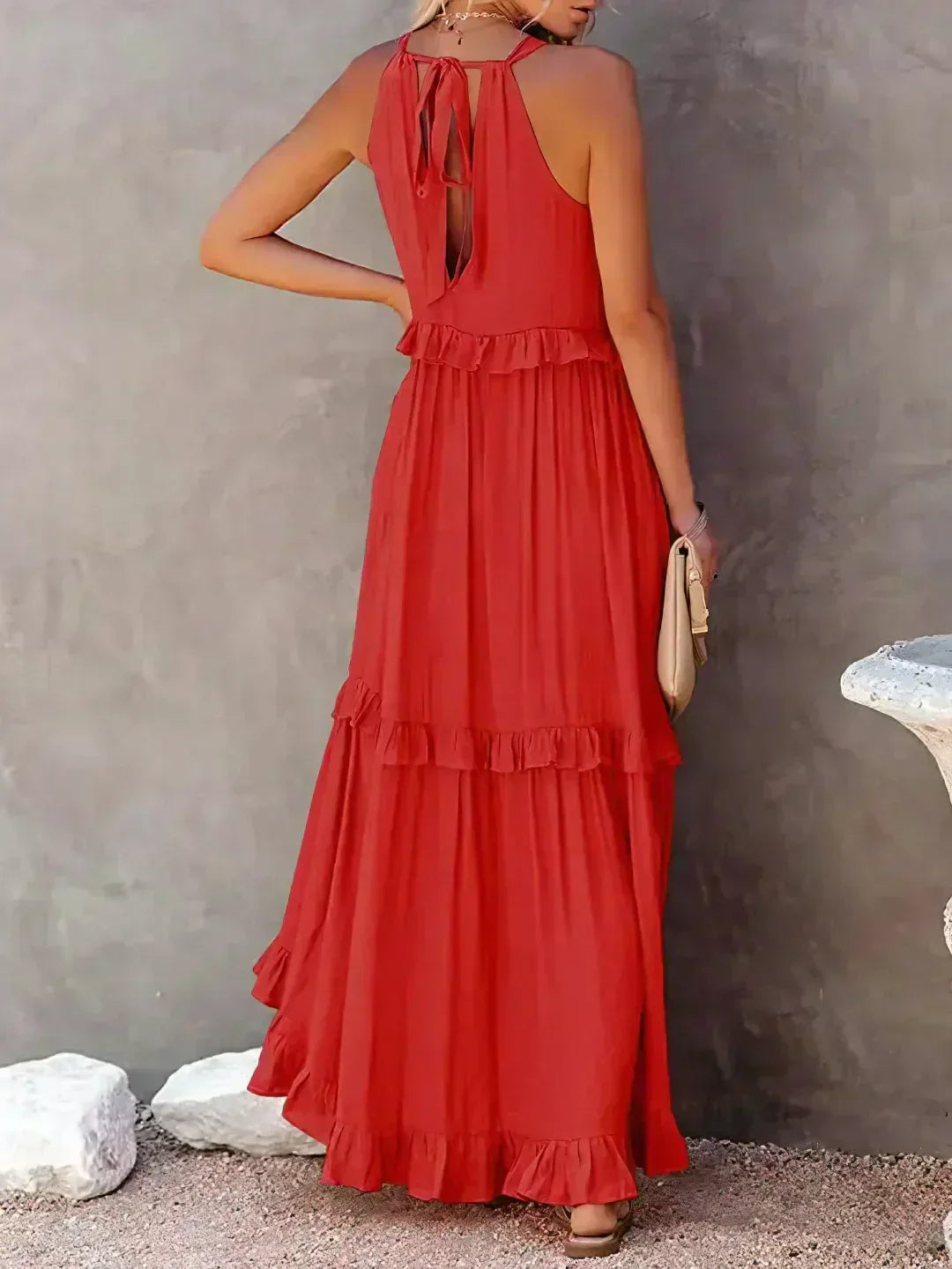 Giovanna | Luxe Maxi Halter Ruffle Dress – Limited Edition Elegance
