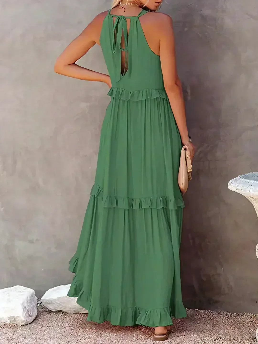 Giovanna | Luxe Maxi Halter Ruffle Dress – Limited Edition Elegance