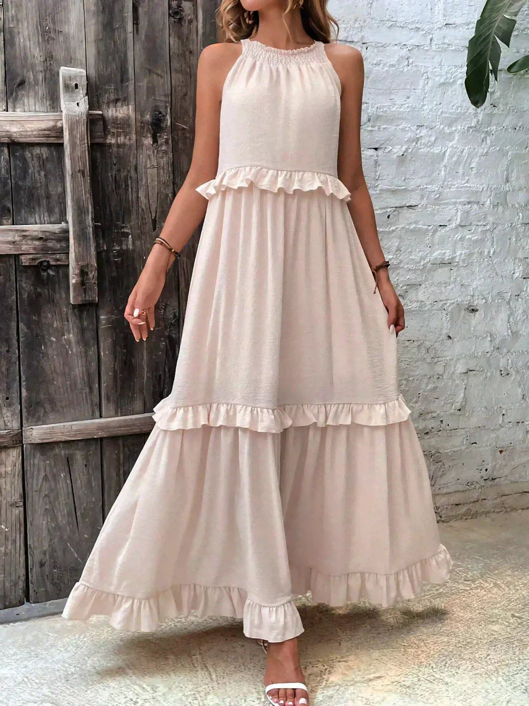 Giovanna | Luxe Maxi Halter Ruffle Dress – Limited Edition Elegance