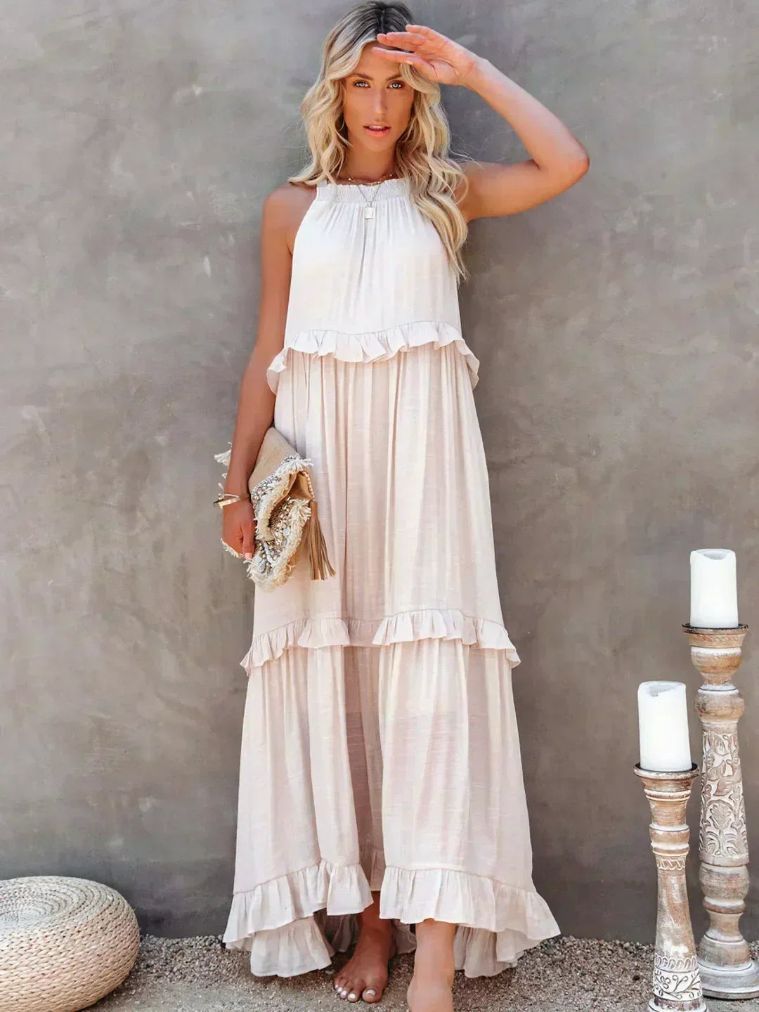 Sarah | Maxi Ruffle Halter Dress (Almost Sold Out)